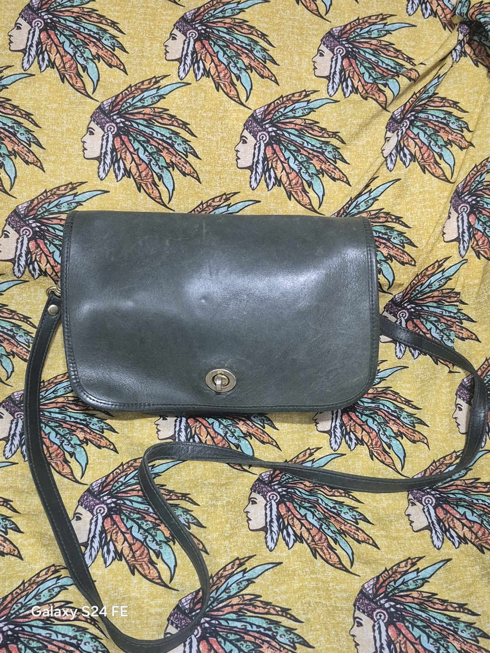 Y2K Hunt Club Olive Green Leather Crossbody Bag